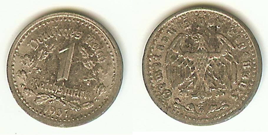 Germany 1 Reichsmark 1937 Miniature gVF